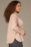 Champagne Long Button French Cuff Sleeve Collar Neck Hidden Placket Button Down Split Hi-Low Woven Plus Size Shirt
