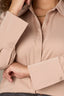 Champagne Long Button French Cuff Sleeve Collar Neck Hidden Placket Button Down Split Hi-Low Woven Plus Size Shirt