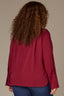 Wine Long Button French Cuff Sleeve Collar Neck Hidden Placket Button Down Split Hi-Low Woven Plus Size Shirt