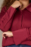 Wine Long Button French Cuff Sleeve Collar Neck Hidden Placket Button Down Split Hi-Low Woven Plus Size Shirt