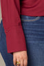 Wine Long Button French Cuff Sleeve Collar Neck Hidden Placket Button Down Split Hi-Low Woven Plus Size Shirt