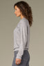 Heather Grey Long Raglan Sleeve Mock Neck Soutache Embroidered Curled Edge Plus Size Pull Over Sweater