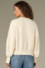 Vanilla Long Drop Shoulder Banded Blouson Sleeve Round Neck Hook Closure Front Banded Hem Pearl Beaded Edge Plus Size Sweater Cardigan