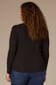 Black Long Puff Sleeve V-Neck Hi-Low Plus Size Knit Top