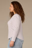 Heather Grey Long Puff Sleeve V-Neck Hi-Low Plus Size Knit Top