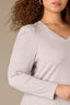 Heather Grey Long Puff Sleeve V-Neck Hi-Low Plus Size Knit Top