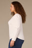 Off White Long Puff Sleeve V-Neck Hi-Low Plus Size Knit Top
