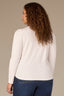 Off White Long Puff Sleeve V-Neck Hi-Low Plus Size Knit Top