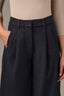 Dark Indigo Contour Shape Technology Skyrise Relaxed Barrel Leg Pleated Button Hem Petite Trouser
