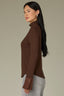 Long French Cuff Sleeve Mock Neck Ribbed Mixed Media Knit Top