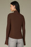 Cold Brew Long French Cuff Sleeve Mock Neck Ribbed Shirttail Hem Mixed Media Petite Knit Top