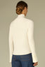Off White Long French Cuff Sleeve Mock Neck Ribbed Shirttail Hem Mixed Media Knit Top