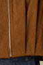 Tobacco Long Sleeve Collar Neck Zip Front Drape Back Pleated Straight Hem Woven Bomber Jacket