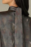 Sleeveless Cowl Mock Neck Keyhole Back Abstract Print Woven Top