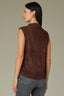 Chocolate Truffle Sleeveless Cinched Armholes Mock Neck Textured Design Shirttail Hem Knit Top