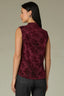 Maroon Sleeveless Cinched Armholes Mock Neck Textured Design Shirttail Hem Knit Top