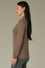 Oyster Mushroom Long Sleeve Shawl V-Neck Shirring Detail Straight Hem Plus Size Knit Top