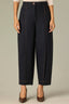 Dark Indigo Contour Shape Technology Ultra Skyrise Angled Dart Seams Buttoned Patch Back Slit Front Pockets Contrast Seam Pleats Relaxed Barrel Leg Trouser