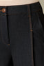 Dark Indigo Contour Shape Technology Ultra Skyrise Angled Dart Seams Buttoned Patch Back Slit Front Pockets Contrast Seam Pleats Relaxed Barrel Leg Trouser