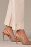 Blanched Almond Contour Shape Technology High Rise Shiny Clean Finish Fray Cuff Hem Boyfriend Jean