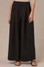 Black Ultra Skyrise Banded Elastic Pull On Waist Double Pleat Patch Pocket Wide Leg Glider Pant 