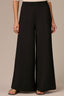 Black Skyrise Banded Elastic Pull-On Waist Pintuck Palazzo Petite Knit Glider Pant