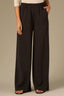 Vintage Black Skyrise Angled Dart Seam Faux Fly Patch Pocket Front Panel Wide Leg Glider Knit Pant