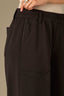 Vintage Black Skyrise Angled Dart Seam Faux Fly Patch Pocket Front Panel Wide Leg Glider Knit Pant