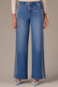 Mid Blue Artisanal Denim Contour Shape Technology Skyrise Double Side Seam Reverse Panel Gracie Wide Leg Jean