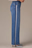 Mid Blue Artisanal Denim Contour Shape Technology Skyrise Double Side Seam Reverse Panel Gracie Wide Leg Jean