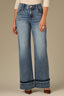 Mid Blue Artisanal Denim Contour Shape Technology High Rise Reverse Release Cuff String Hem Petite Sam Wide Leg Jean