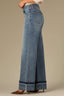 Mid Blue Artisanal Denim Contour Shape Technology High Rise Reverse Release Cuff String Hem Sam Wide Leg Jean