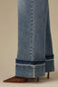 Mid Blue Artisanal Denim Contour Shape Technology High Rise Reverse Release Cuff String Hem Petite Sam Wide Leg Jean