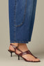 Blue Denim Contour Shape Technology High Rise V-Yoke V-Shaped Pockets Front Panels Petite Barely Barrel Jean