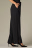 Black Contour Shape Technology Ultra Skyrise Double Layer Waistband Pleated Lace Insert Front Slit Hem Relaxed Straight Leg Trouser