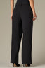 Black Contour Shape Technology Ultra Skyrise Double Layer Waistband Pleated Lace Insert Front Slit Hem Relaxed Straight Leg Trouser