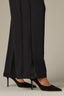 Black Contour Shape Technology Ultra Skyrise Double Layer Waistband Pleated Lace Insert Front Slit Hem Relaxed Straight Leg Trouser