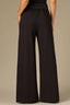 Black Luxe Leisure Skyrise Pull-On Elastic Waist Curved Flap Pocket Seaming Detail Front Slit Hem Wide Leg Glider Pant
