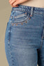 Mid Blue Artisanal Denim Contour Shape Technology Skyrise V-Yoke Stud Lined Pockets Bennett Barely Boot Petite Jean