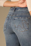 Mid Blue Artisanal Denim Contour Shape Technology High Rise Abstract Embroidered Pocket Petite Logan Vintage Skinny Jean