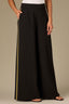 Black Luxe Leisure Skyrise Pull-On Elastic Waist Pintuck Stripe Trim Palazzo Glider Pant