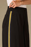 Black Luxe Leisure Skyrise Pull-On Elastic Waist Pintuck Stripe Trim Palazzo Glider Pant