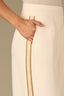 Ecru Luxe Leisure Skyrise Pull-On Elastic Waist Pintuck Stripe Trim Palazzo Glider Pant

