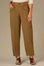 Golden Olive Contour Shape Technology Skyrise Dart Seam Buttoned Hem Tapered Utility Petite Woven Pant
