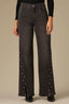 Washed Black Denim Contour Shape Technology High Rise Forward Slit Seam Stud Sam Wide Leg Jean