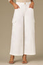 Optic White Contour Shape Technology Skyrise Cargo Pocket Seaming Detail Wide Leg Petite Jean