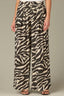 Charcoal Ecru Luxe Leisure Skyrise Elastic Glider Pull-On Waist Triple Pleat Zebra Print Palazzo Pant