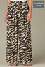 Charcoal Ecru Luxe Leisure Skyrise Elastic Glider Pull-On Waist Triple Pleat Zebra Print Plus Size Palazzo Pant
