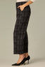 Midnight Steel Multi Contour Shape Technology Skyrise Angled Dart Seams Extended Tab Hook Zip Fly Trouser Front Faux Back Side Panels Double Waistband Plaid Print Teagan Ankle Straight Leg Trouser