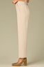 Flax Woven Contour Shape Technology Skyrise Teagan Double Waistband Double Hook Button Zip Closure Slit Front Pockets Faux Back Welt Pockets Angled Dart Seams Side Panels Ankle Straight Leg Trouser